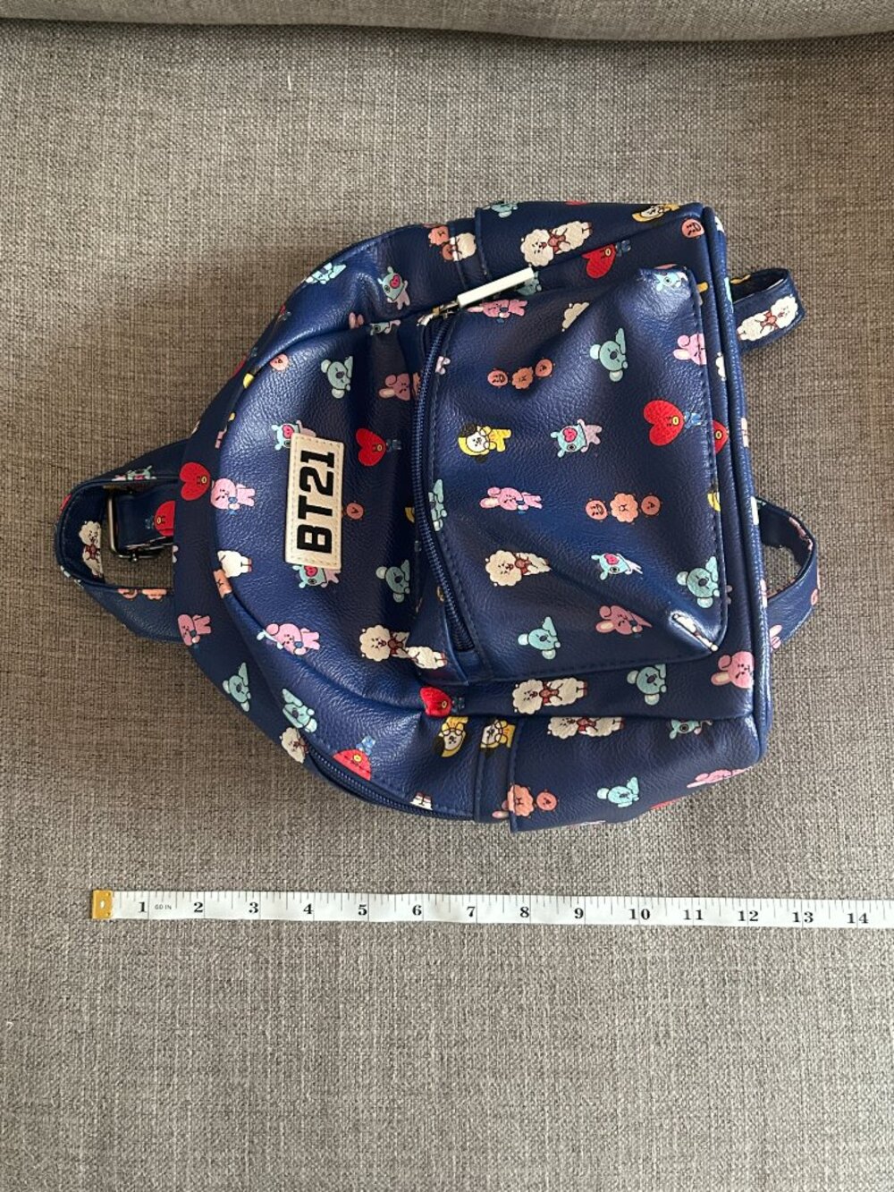 BT21 Blue Mini Backpack Faux Leather Cute Character Graphics K-Pop BTS Merch - Picture 14 of 14